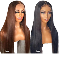 Perruques noires lisses mi-longues en gros pour femmes, avec dentelle frontale HD, moelleuses et douces, en stock, style brésilien et vietnamien