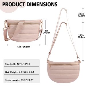 Bolso de Cintura Acolchado Moderno para Mujer, Ligero, de Nailon, Tipo Bandolera, con Correa Ajustable para el Trabajo, Viajes y Uso Diario - Product Image 2