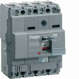 HHA126H ปรับแต่งได้ด้วยเซอร์กิตเบรกเกอร์แบบหล่อขึ้นรูปของ Hagers รุ่น h3 x160 TM 4P 25kA 125A - Product Image 1