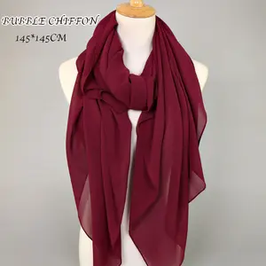 Wholesale Muslim square chiffon georgette scarf hijab Shawl bubble chiffon scarfs malaysian square scarf