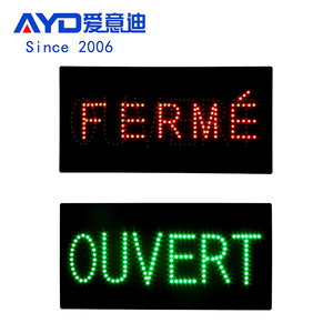 ป้ายโฆษณาฝรั่งเศสแบบกำหนดเองป้ายไฟ LED "ouvert Ferme" ขนาด9*19นิ้วป้ายอะคริลิคไฟ LED สัญลักษณ์ทางธุรกิจ - Product Image 1