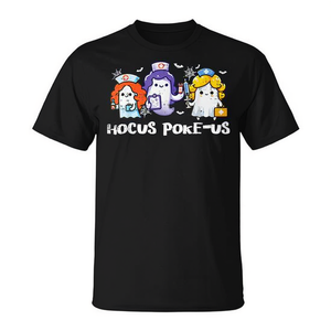 Hocus Poke Us Halloween Ghost Nurse T-Shirt Costume Scrub Top pour femme - Product Image 3