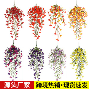Bouquet de fleurs artificielles en soie, type trompette, pour panier suspendu extérieur, décoration murale pour la maison, les mariages et les patios - Product Image 2