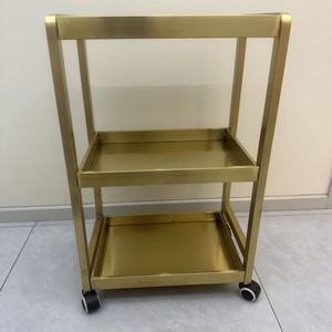 Carrito de Salón de Belleza Profesional Dorado, Muebles de Salón de Belleza, Carrito Móvil para Almacenamiento de Equipos - Product Image 6