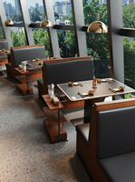 Ensemble de table de barbecue coréen haut de gamme avec hot pot sans fumée intégré, sièges et chariots en bois assortis pour restaurant asiatique