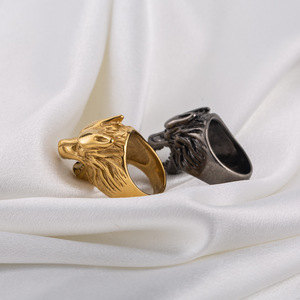 Wolf Head <b>Ring</b> Metallic <b>Titanium</b> Steel 3D Design For Men Fashion Jewelry Gift - Product Image 3