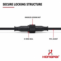 Câble d'alimentation étanche en cuivre HONGPAI DC5521 mâle-femelle 5,5x2,1 mm avec connecteur à vis, rallonge pour LED, CCTV, OEM, ODM, usine
