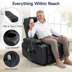 <span class=keywords><strong>Fauteuil</strong></span> inclinable <span class=keywords><strong>électrique</strong></span> <span class=keywords><strong>pour</strong></span> personnes âgées avec massage et chaleur, en cuir PU, réglable, avec télécommande et fonction d'aide à la position debout - Product Image 3