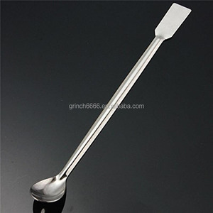 Cuchara de cuerno de acero inoxidable para ensalada, cucharón medicinal con espátula, suministros de <span class=keywords><strong>laboratorio</strong></span>, cuchara de cuerno, cuchara pequeña de <span class=keywords><strong>laboratorio</strong></span> de doble cara - Product Image 4