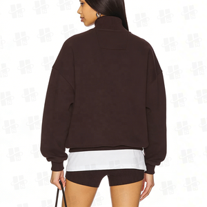 All'ingrosso stampa dello schermo 1/4 Zip <span class=keywords><strong>Polo</strong></span> collo petto <span class=keywords><strong>felpa</strong></span> di alta qualità Over size felpe in pile da donna - Product Image 3