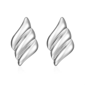 Pendientes de tuerca grandes geométricos de acero inoxidable hipoalergénicos chapados en oro de 18 quilates a la moda en forma de ala para fiestas de niñas - Product Image 5