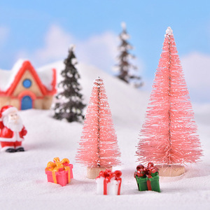 Künstliche Kiefern Sisal baum mit Holz basis Miniatur Frosed Weihnachts bäume für DIY Miniatur szenen, Weihnachts feier Dekor - Product Image 3
