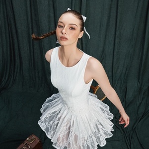 Robe de tennis une pièce douce pour femme, logo personnalisé, polyester respirant pour le sport, le yoga, le golf, le tennis, avec dentelle sexy - Product Image 1