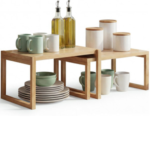 <b>Kitchen</b> Storage <b>Rack</b> 2 Tier Wooden Modern Minimalist Design For Organizers - Product Image 1