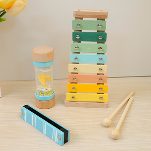 Ensemble d'instruments de musique en bois en gros : Tambourin, Xylophone, Jouets Montessori d'éveil musical pour bébés et tout-petits de 1 à 3 ans - Product Image 2