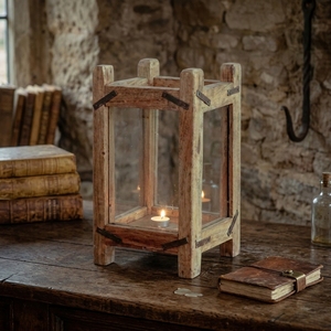 Handmade Wooden <b>Candle</b> Lantern <b>Square</b> Vintage Style Home Decoration Votive <b>Candle</b> Holder Rustic Farmhouse Decor - Product Image 4