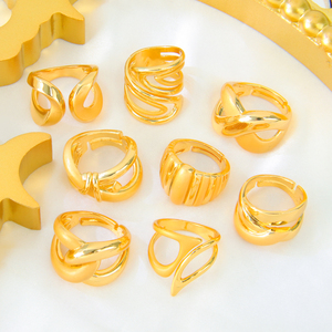 2026 Golden Frosted Ladies <b>Rings</b> Wholesale 21k Gold Plated Italian Geometric Open <b>Finger</b> <b>Ring</b> Jewelry for Women Gift - Product Image 2