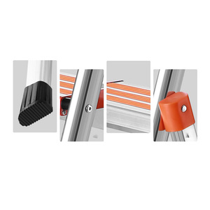 Scaletta pieghevole in alluminio tipo D con corrimano per la casa - Product Image 6