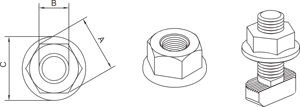 Écrou <span class=keywords><strong>à</strong></span> bride en acier au carbone haute résistance, zingué, filetage métrique, fixations antidérapantes pour profilés en aluminium et assemblages mécaniques - Product Image 6