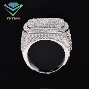 Hip Hop Jewelry Luxury 18K Gold Plated 925 <b>Sterling</b> <b>Silver</b> Iced Out VVS D Color Moissanite Diamond <b>Rings</b> for <b>Men</b> Women Party - Product Image 3