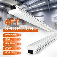 Plafonnier LED linéaire connectable sans soudure 4FT 8FT en aluminium, faible entretien, pour bureau, sous-sol, garage, et éclairage de magasin
