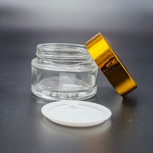 30ml Round Cosmetics Frosted Glass Cream Jar 1oz Eye Cream Sample Jar with Gold Lid Face Cream Container - Product Image 3