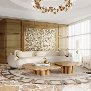 Furnistyle <span class=keywords><strong>Villa</strong></span> Sofá curvo de estilo moderno con luz de latón Juegos de muebles de sala de estar de lujo Sofás personalizados para sofá Do <span class=keywords><strong>Lobo</strong></span> - Product Image 4