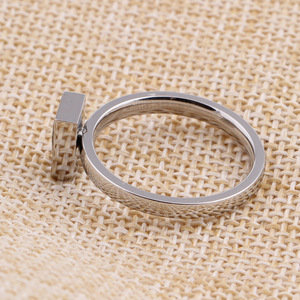 <b>Crystal</b> <b>Ring</b> 6mm Stainless Steel Square Black Inlay Bezel Setting Geometric Shape Women's Everyday Wear - Product Image 2