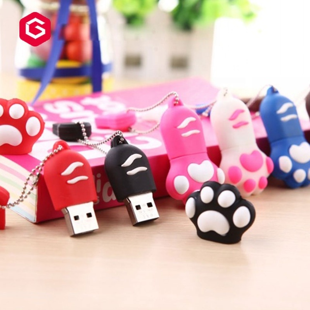 Customized Shape Pvc Silicone Cartoon Usb Flash Drive 2.0 Pendrive Ice Cream Animal Cat Claw Usb Flash Drive