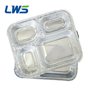 LWS <strong>Aluminum</strong> 4-<strong>Compartment</strong> <strong>Compartment</strong> <strong>Aluminum</strong> <strong>Foil</strong> Container Wholesale Airline Catering <strong>Foil</strong> <strong>Tray</strong> 4 <strong>Compartment</strong> - Product Image 1