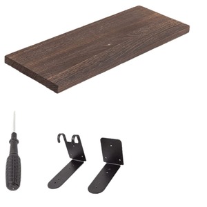 Solid Wood <b>Wall</b> Mounted <b>Shelf</b> Single Layer 44.95x16x2.03cm Kitchen <b>Floating</b> Storage Natural Color Rustic Modern Style - Product Image 5