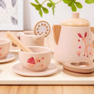 Ensemble de thé en bois pour petites filles, accessoires de cuisine pour jeu d'imitation de fête de princesse - Product Image 5