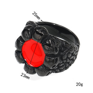 Anello Gotico Personalizzato all'Ingrosso in Acciaio Inossidabile con Teschio Tridimensionale, Anello Hip-hop Punk con Smalto a Goccia per <span class=keywords><strong>Uomo</strong></span> - Product Image 6