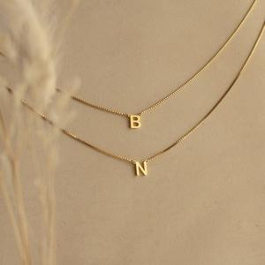 सुंदर छोटे स्टेनलेस स्टील की प्रारंभिक हार महिला ट्रेंडी सोने के प्लेटेड पेलेंट गहने - Product Image 2