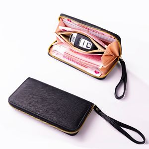 Nouveau sac à fermeture éclair motif litchi carte sac portefeuille 2-en-1 femmes Style Long haut de gamme et exquis sac à main - Product Image 3