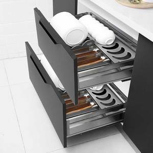 Accessoires pour armoires de cuisine en acier inoxydable, panier coulissant en fil métallique, paniers de rangement pour tiroirs de cuisine à fermeture douce, ancien placard - Product Image 3