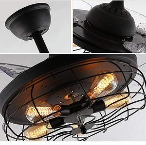 <span class=keywords><strong>Ventilateur</strong></span> de plafond <span class=keywords><strong>vintage</strong></span> de 42 pouces avec lumières, lustre industriel, télécommande, lampe à 3 vitesses, luminaire rétractable - Product Image 4