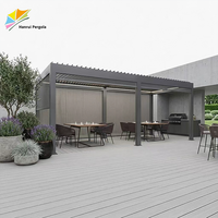 Pergola à toit à lames orientables pour jardin, patio, terrasse, gazebo, auvent, avec structure en acier inoxydable thermolaqué et écran de protection de style aluminium