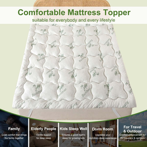 Cooling <strong>Mattress</strong> <strong>Topper</strong> 1500 GSM Thicker Shredded Memory Foam Quilt <strong>Topper</strong> with Viscose Made From Bamboo Cover 4 Bands - Product Image 5
