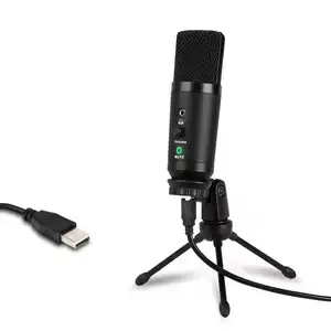 Microfone usb para computador k, microfone para gravação de desktop ao vivo, taxa de amostragem, condensador com suporte