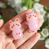 Ornement en verre rose en forme de cochon, fabriqué à la main par la technique du lampwork - Figurine d'animal mignonne pour la décoration de bureau et comme cadeau