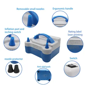 Stermay marque HT-508 Deux Buse Haute-pression De Noël Heureux D'anniversaire Bleu et Gris Ballon Pompe À Air Électrique gonfleur - Product Image 1