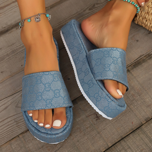 <span class=keywords><strong>Sandalias</strong></span> de Plataforma Cómodas para Mujer, Nuevas Chanclas con Plantilla y Punta Abierta, Soporte de Arco de PU, Colección de Verano, Venta al por Mayor - Product Image 1