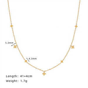 Collar de cadena con colgante de estrella, exquisito, de titanio, chapado en oro de 18k, de acero inoxidable, para mujer - Product Image 4