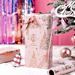 Christmas <b>Wrapping</b> <b>Paper</b> Pink Rose Gold Embossed Tree Design 17 In X 32.8 Ft Gift Craft Holiday Packaging - Product Image 6