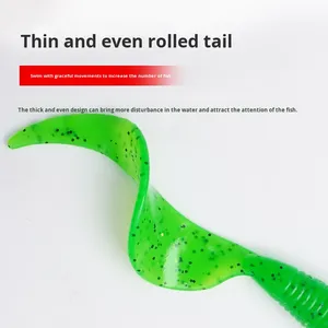 OEM 50-pezzi T-Tail Soft Worm Texas Rig esca con coda filettata in PVC esca finta con esca a testa di piombo per mandarino pesce persico - Product Image 4