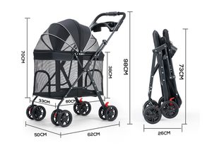<b>Pet</b> Stroller With 4 Wheels Breathable Mesh Foldable Lightweight <b>Carrier</b> For Dogs All Season Use - Product Image 2