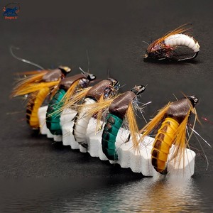 Lot de 3 mouches de pêche à la <span class=keywords><strong>mouche</strong></span> en silicone segmentées, styles Nymph Czech, Caddis Pupa et Scud, pour la pêche en eau douce en ruisseau - Product Image 1