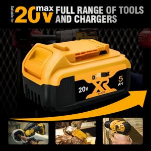 Baterai Lithium Ion Dewalt 5Ah Berkualitas Tinggi 20V MAX Cocok untuk Alat DCB203 dengan Indikator Bahan Bakar 3-LED Tahan Guncangan Tahan Minyak CE - Product Image 2