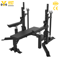 Système de banc de musculation modulaire en acier K155 avec crochets en J et crochets de sécurité pour configuration de salle de sport commerciale, capacité 270 kg